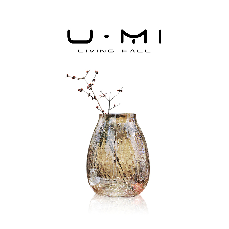 U Mi LIVING · 冰花 | 轻奢简约冰裂玻璃花瓶插花摆件客厅装饰品