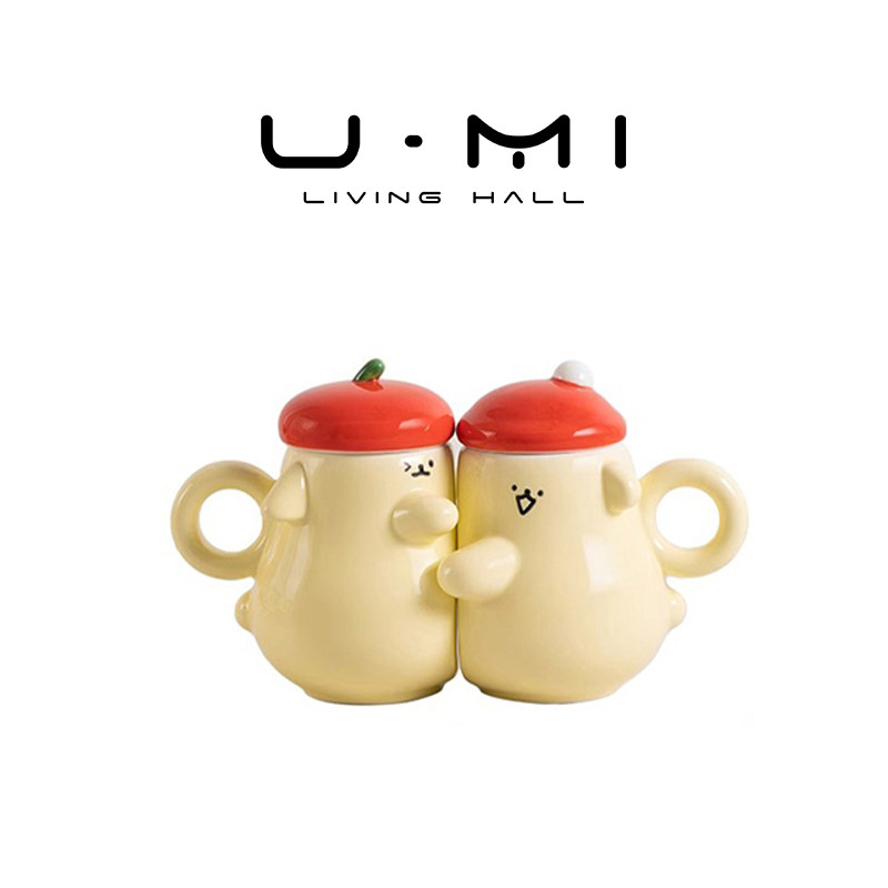 U Mi LIVING·贴贴|杯具情侣水杯高级感一对陶瓷马克杯带盖家用