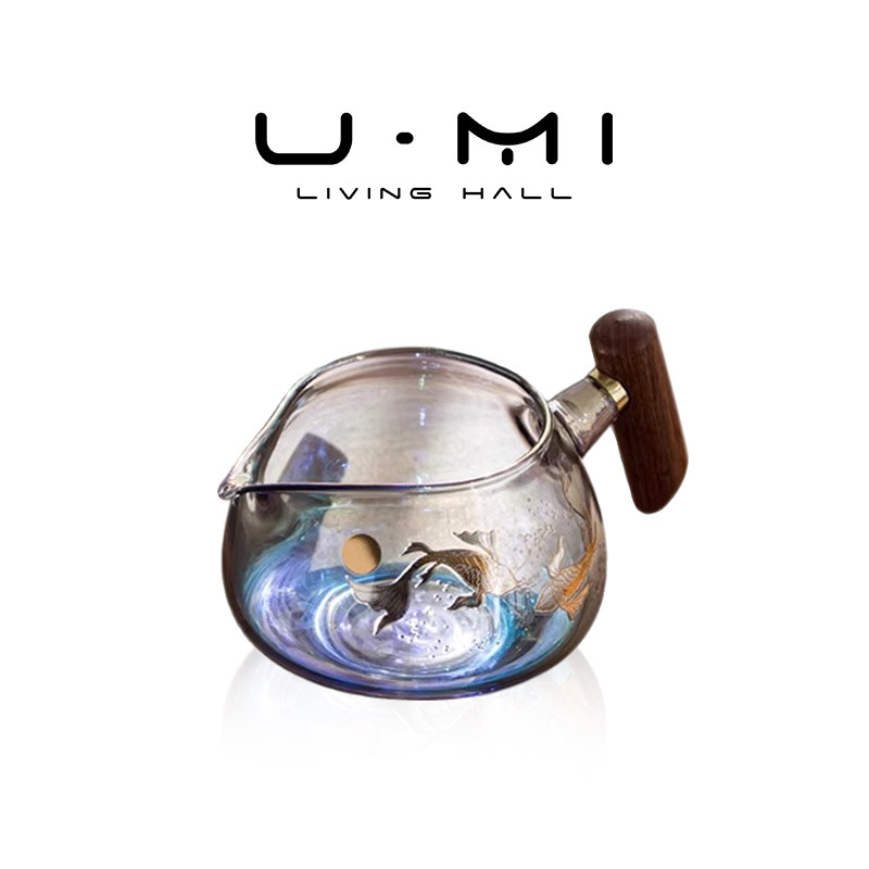 U Mi LIVING·幻彩 | 茶具公道杯玻璃耐高温木把公杯创意加厚耐热,餐饮具,公道杯,淘宝优惠券,粉丝福利购,淘宝优惠卷
