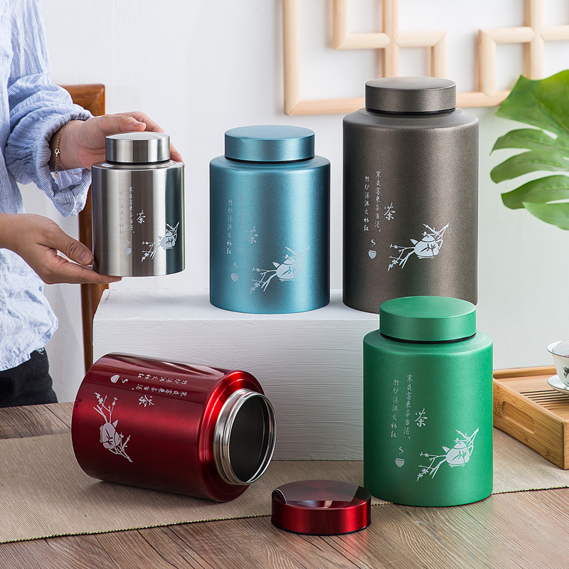高端密封茶叶罐 家用防潮储存装茶叶的罐子 不锈钢茶叶盒空罐包装