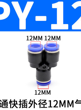PU16直通三通快插气管快速PG接头PV4/PE6/PZA8/PY10/PK12/PKG14
