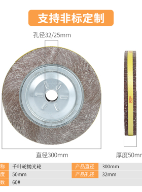 千叶轮抛光片金属抛光打磨砂布轮千页轮卡盘磨轮 300*40/50*25/32