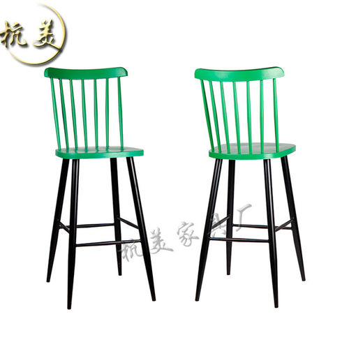 商用高脚吧台椅加厚承重 酒吧咖啡馆专用椅 温莎风格休闲椅