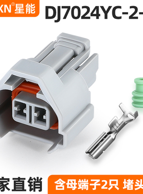 汽车喷油嘴线束插头DJ7024YC-2-21防水连接器2P下槽灰色6189-0035