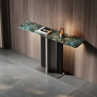 天然奢石蓝翡翠进门聚财玄关柜意式 极简玄关桌大理石玄关桌子隔断