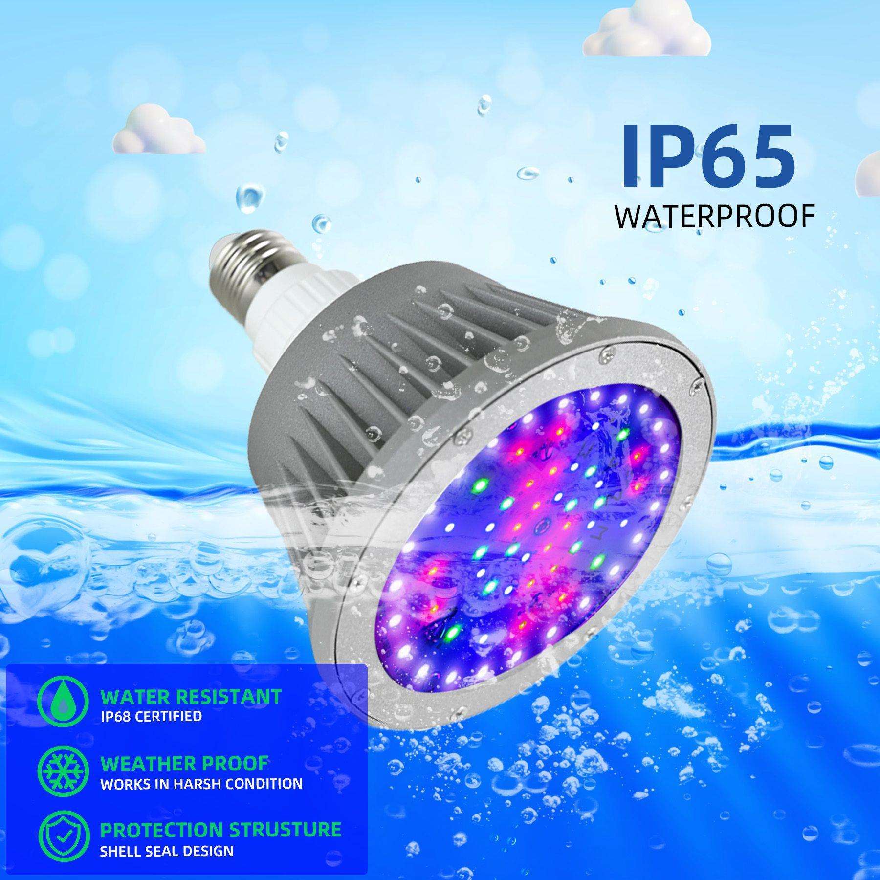 跨境全铝 LED嵌入式泳池灯PAR56灯泡E27螺口水底灯七彩PAR38光源