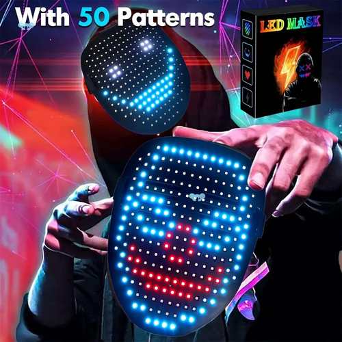 Photobooth Props With 50 Patterns Halloween led Mask Light