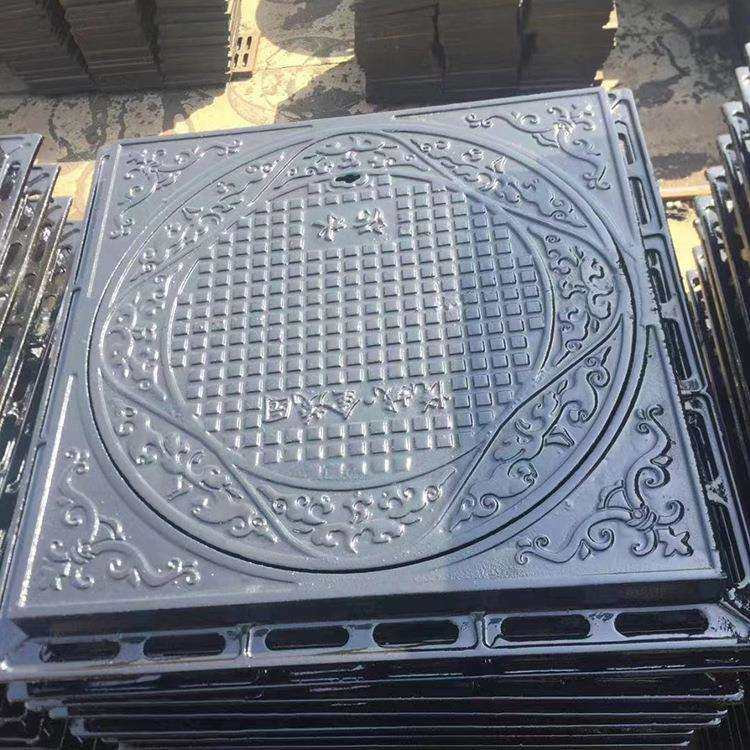 球墨铸铁井盖圆形防沉降市政雨污水窨井盖方形下水道雨水篦子盖板