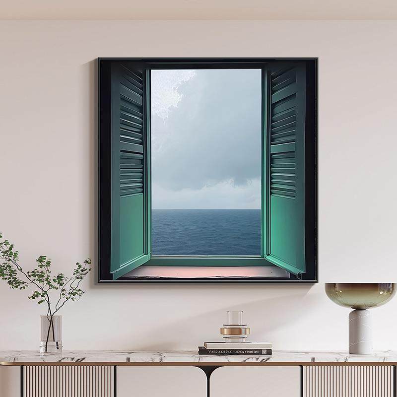 北欧风景餐厅高级感装饰画窗外大海景色正方形玄关柜挂画饭厅壁画,鲜花速递/花卉仿真/绿植园艺,割草机/草坪机,淘宝优惠券,粉丝福利购,淘宝优惠卷