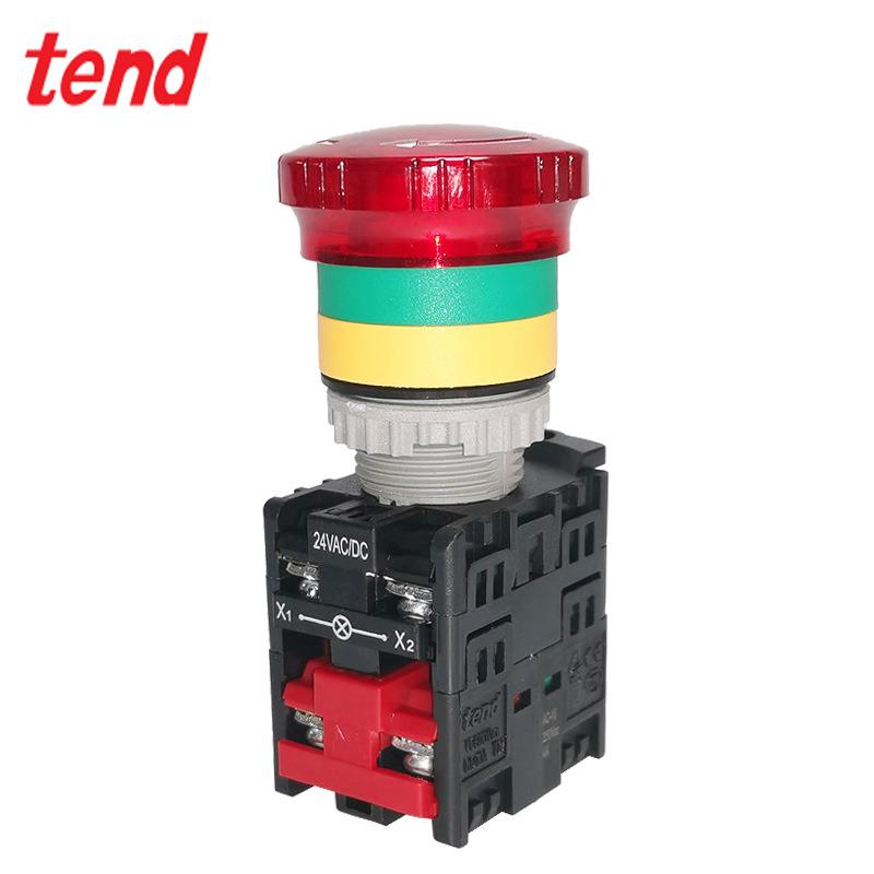 TEND天得TN2IK7R-L1AB带灯急停按钮开关连锁式CE认证LED灯原装
