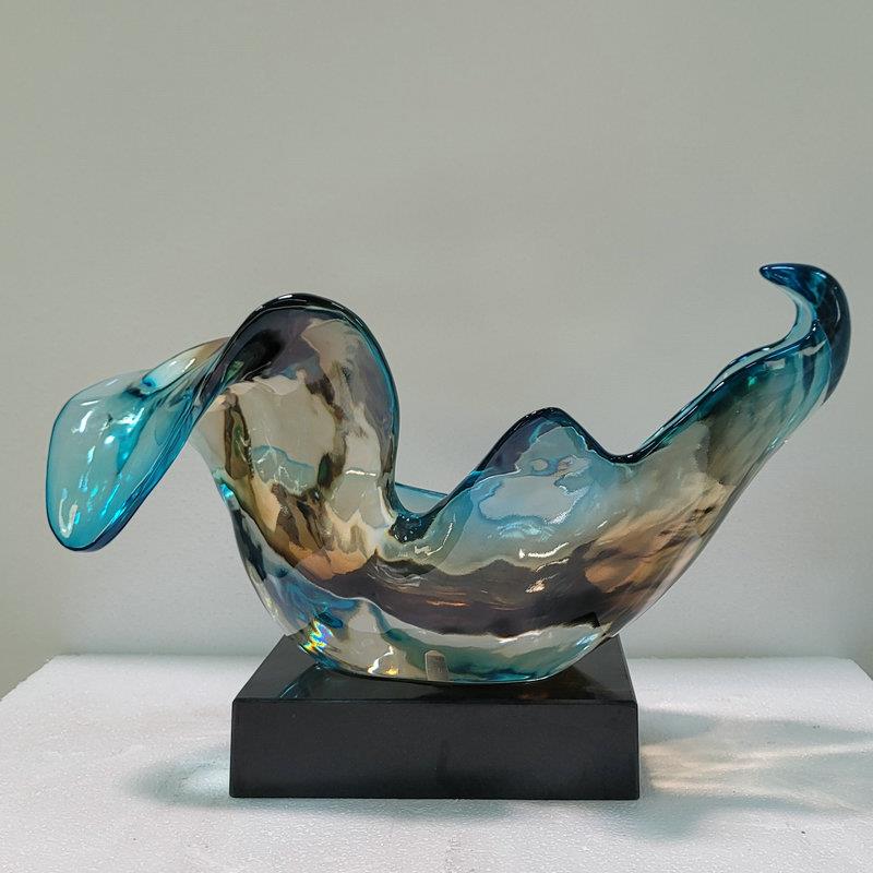 现代抽象雕塑酒店透明树脂摆件 大堂装饰摆设树脂工艺品