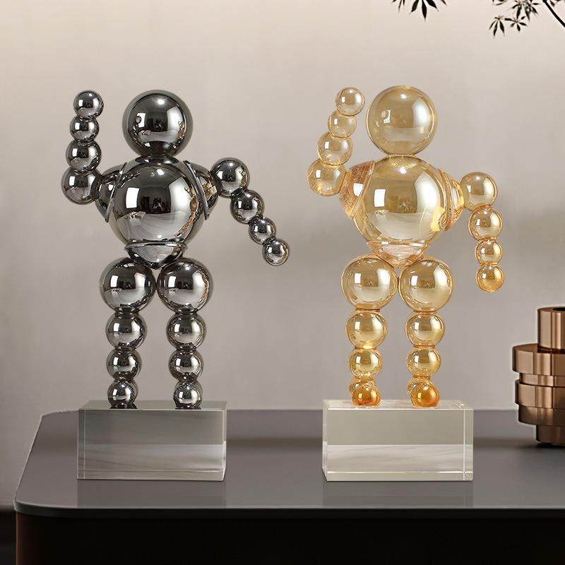 轻奢创意几何设计感现代人造水晶小人工艺品家居样板房装饰品摆件