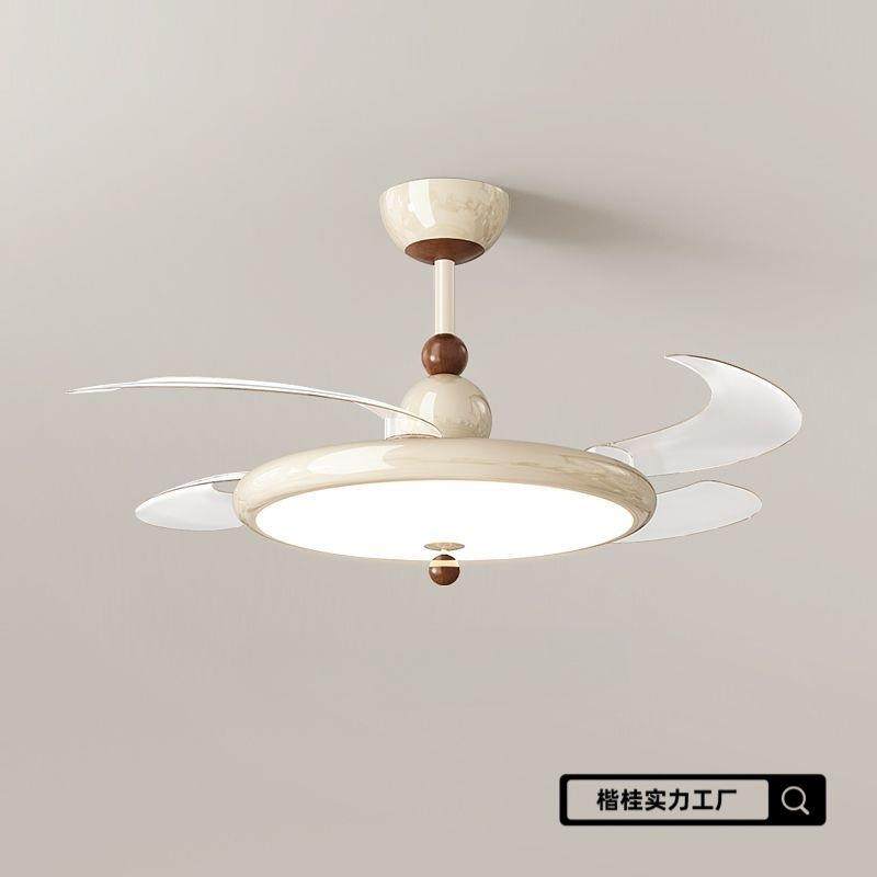 2025年新款餐厅隐形风扇灯法式奶油风卧室书房静音风大一体吊扇灯