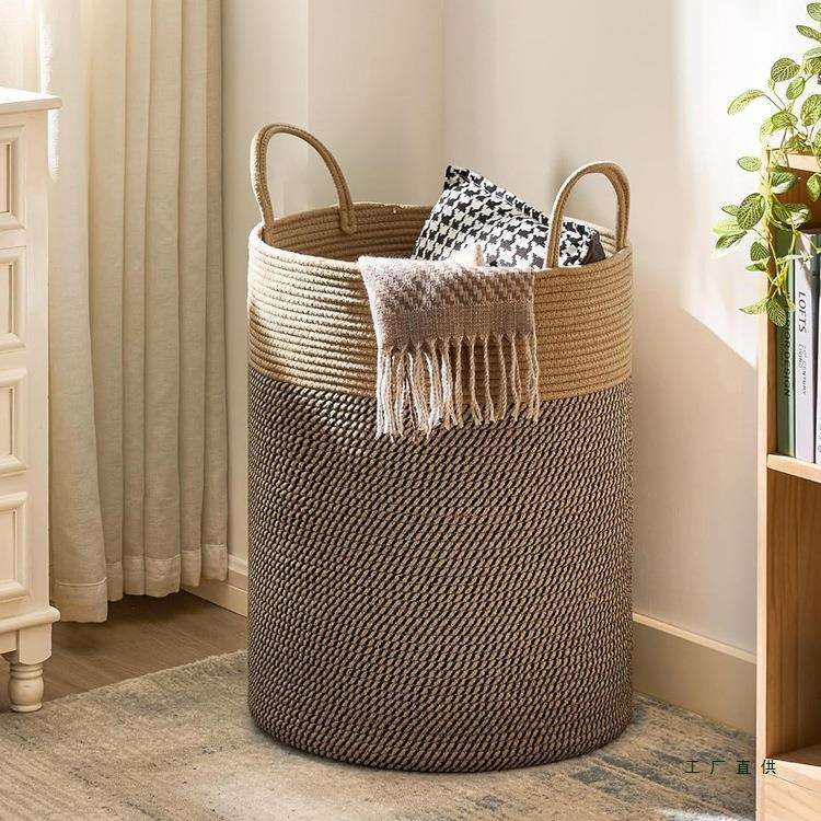 家居脏衣篓棉绳编织衣服收纳筐大号玩具收纳篮民宿酒店脏衣篮,3C数码配件,USB灯,淘宝优惠券,粉丝福利购,淘宝优惠卷