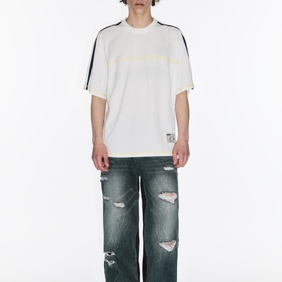 夏季高克重磅短袖t恤男潮流休闲百搭半袖美式痞帅铆钉贴布T恤衫