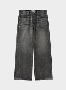 Amicus Animae百年传承美国Cone做旧水洗烟灰微喇牛仔裤 85烟灰牛