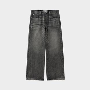 Amicus Animae百年传承美国Cone做旧水洗烟灰微喇牛仔裤 85烟灰牛