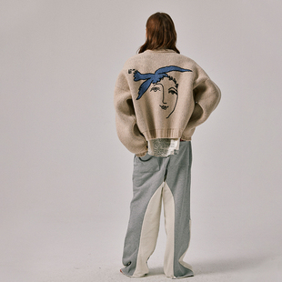 毛衣 油画和平鸽开衫 Amicus Animae