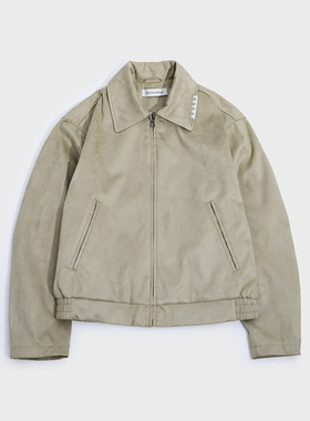 Amicus Animae 日本进口麂皮绒刺绣花卉爱心小狗烧花弯刀袖夹克