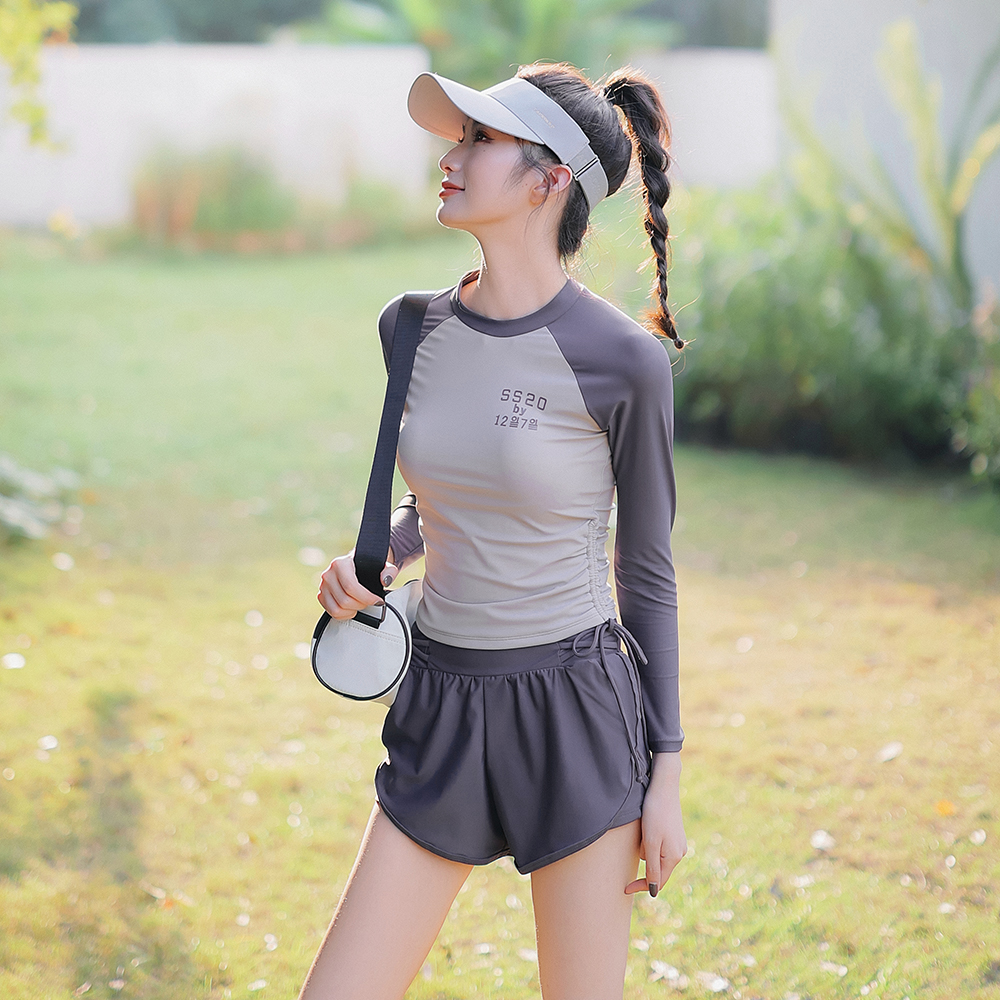 泳衣女款分体保守长袖运动大码微胖女孩遮肉2025新款泡温泉泳装女
