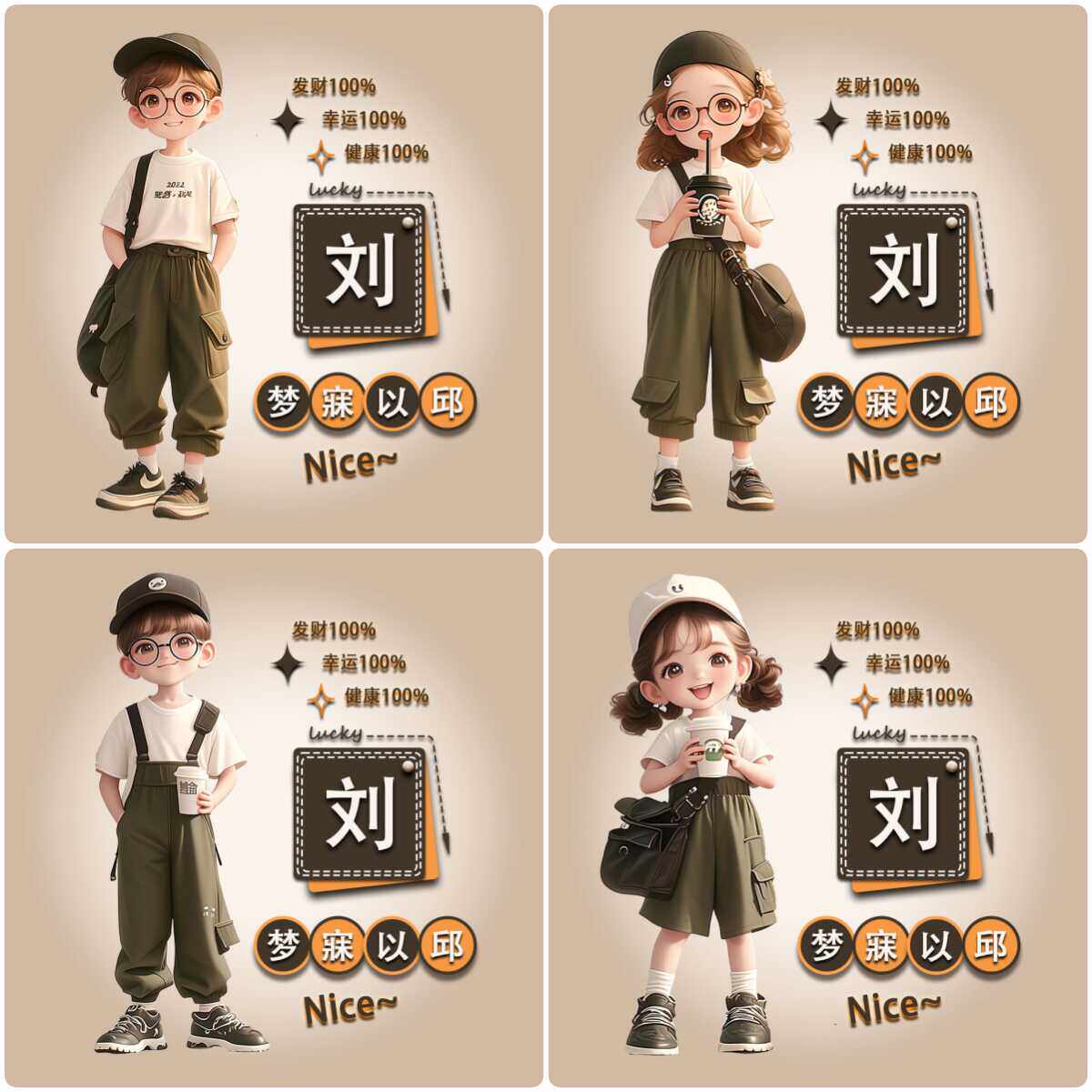 新款情侣姓氏谐音梗微信头像抖音设计素材/源文件