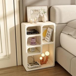 床头柜简约现代奶油风创意小型茶几卧室床边书架收纳柜床头置物架