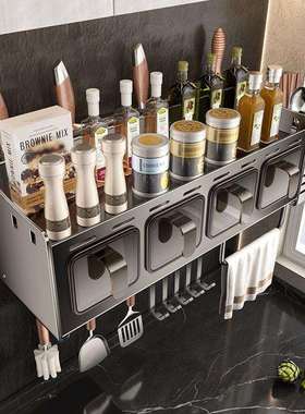 【4869人收藏】厨房调料特厚悬挂置物架壁挂式打孔收纳家用组合套