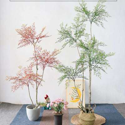 网红仿真南天竹盆景假绿植橱窗装饰客厅落地盆栽仿生植物摆件假树