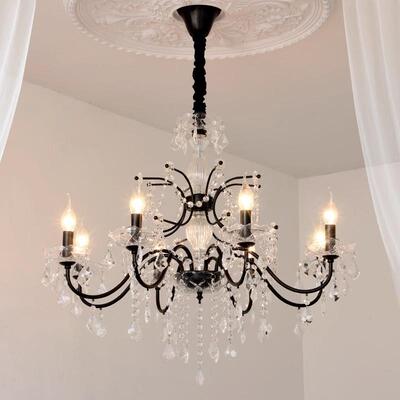 法式客厅卧室南洋风复古黑色中古珍珠蜡烛灯餐厅别墅美式水晶吊灯