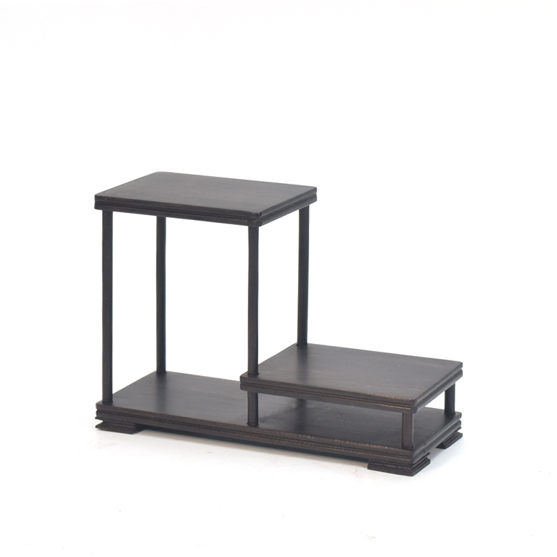 迷你博古架小型桌面摆件置物架茶杯品茗杯茶壶架展示架黑檀多宝架