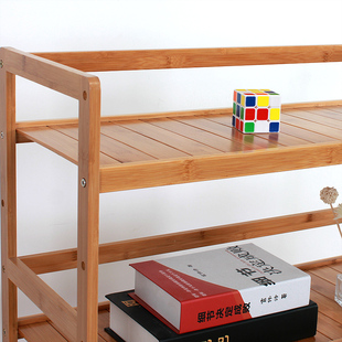 竹制置物架办公室杂货收纳架寝室床边储物架房间落地式简易书架柜