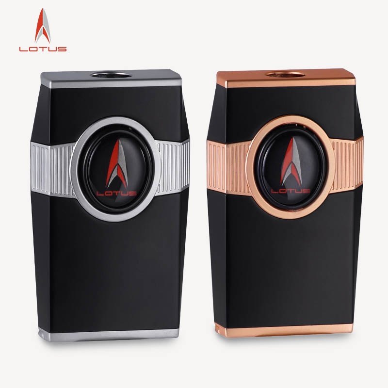 美国Lotus莲花雪茄专用打火机自带雪茄钻孔器三火头台式电子充气