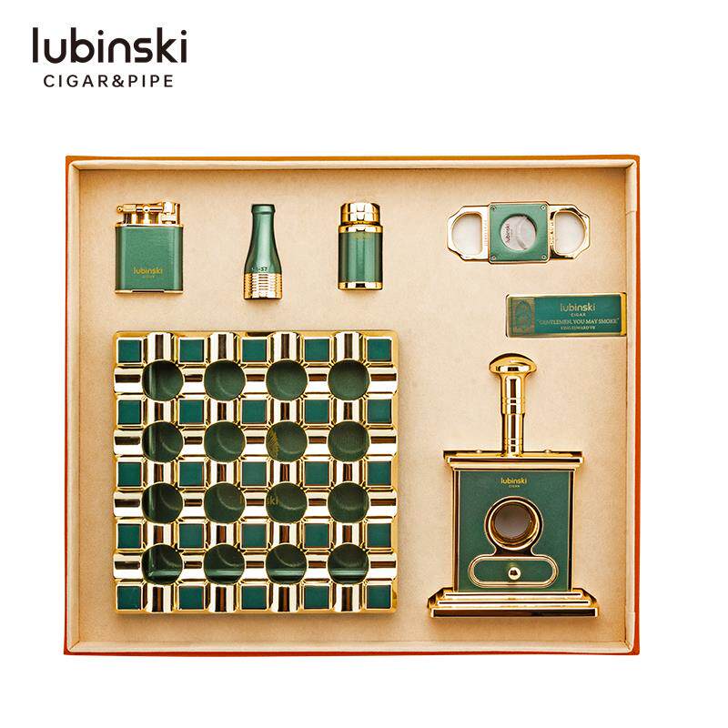 lubinski鲁宾斯基雪茄工具六件套装烟灰缸剪刀打火机烟托烟嘴高端