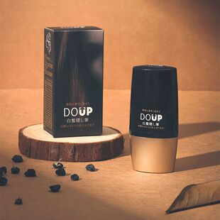 DOUP白发遮盖笔美发一次性补色梳头式设计植物黑发笔补白发根棕色