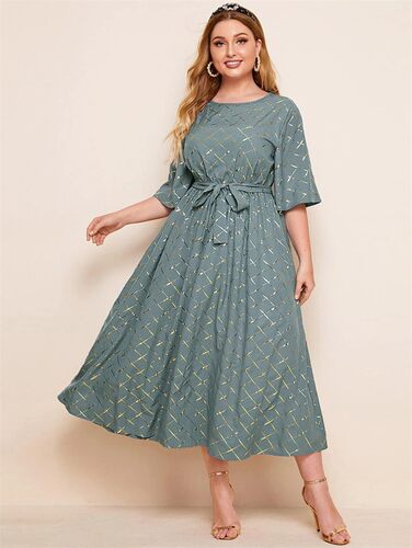 autumn dress women big size L-4XL print long sleeve skirt