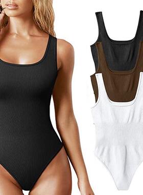 Seamless Sculpting Bodysuit Shapewear Women Square Neck Tumm