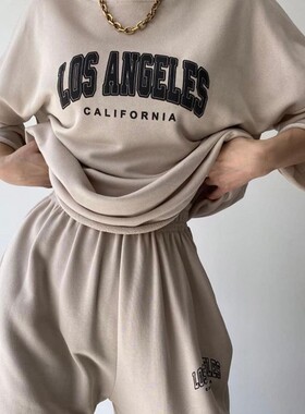 New womens short sleeved sweater and pants two-piece set