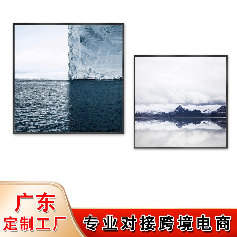 广东工厂现代简约正方形玄关挂画餐厅书房北欧卧室油画客厅装饰画图片