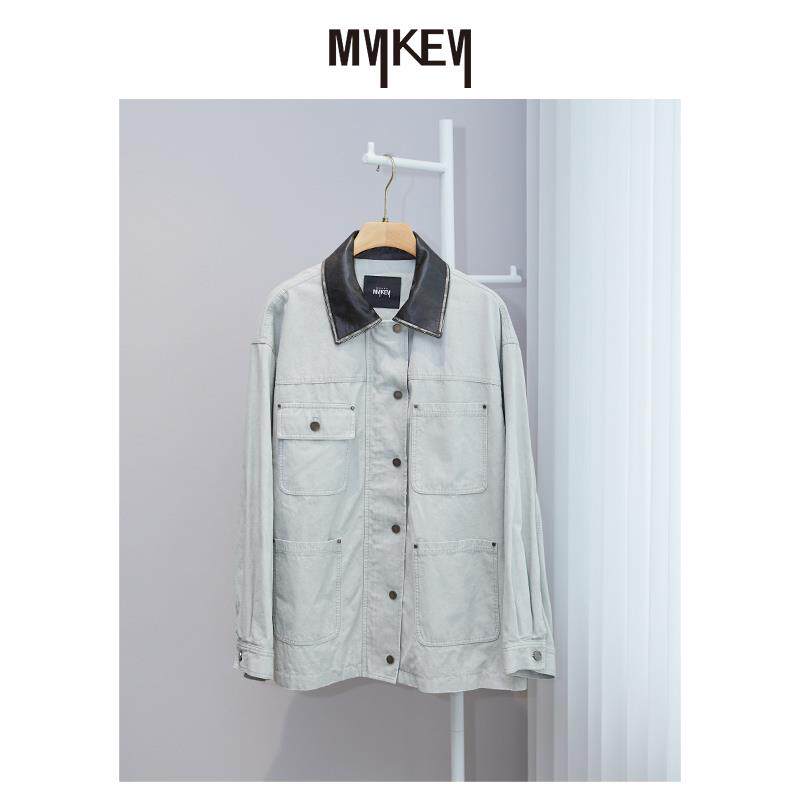 Mykey ·丨复古水洗撞色拼接丨工装风解构牛仔外套丨MK4W560