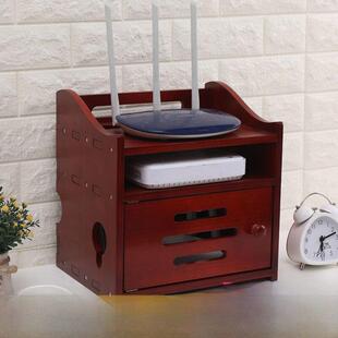 无线路由器收纳盒收纳架免打孔桌面落地立式多层收纳盒实木客厅