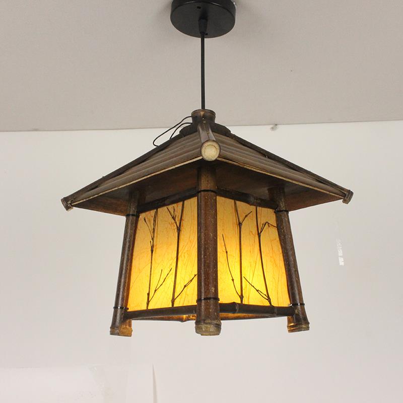 久竹中式仿古手工复古竹编东南亚风格餐厅茶室外日式阳台过道吊灯