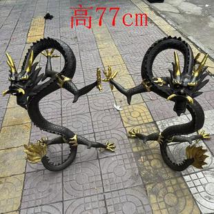 黄铜五爪龙招财摆件紫铜鎏金汉龙立龙祥龙客厅店铺开业礼品