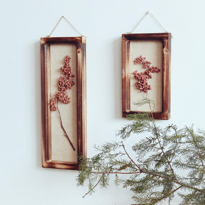 WULIHOME 干花标本装饰画框红豆浆果昆虫植物实木壁挂墙面装饰