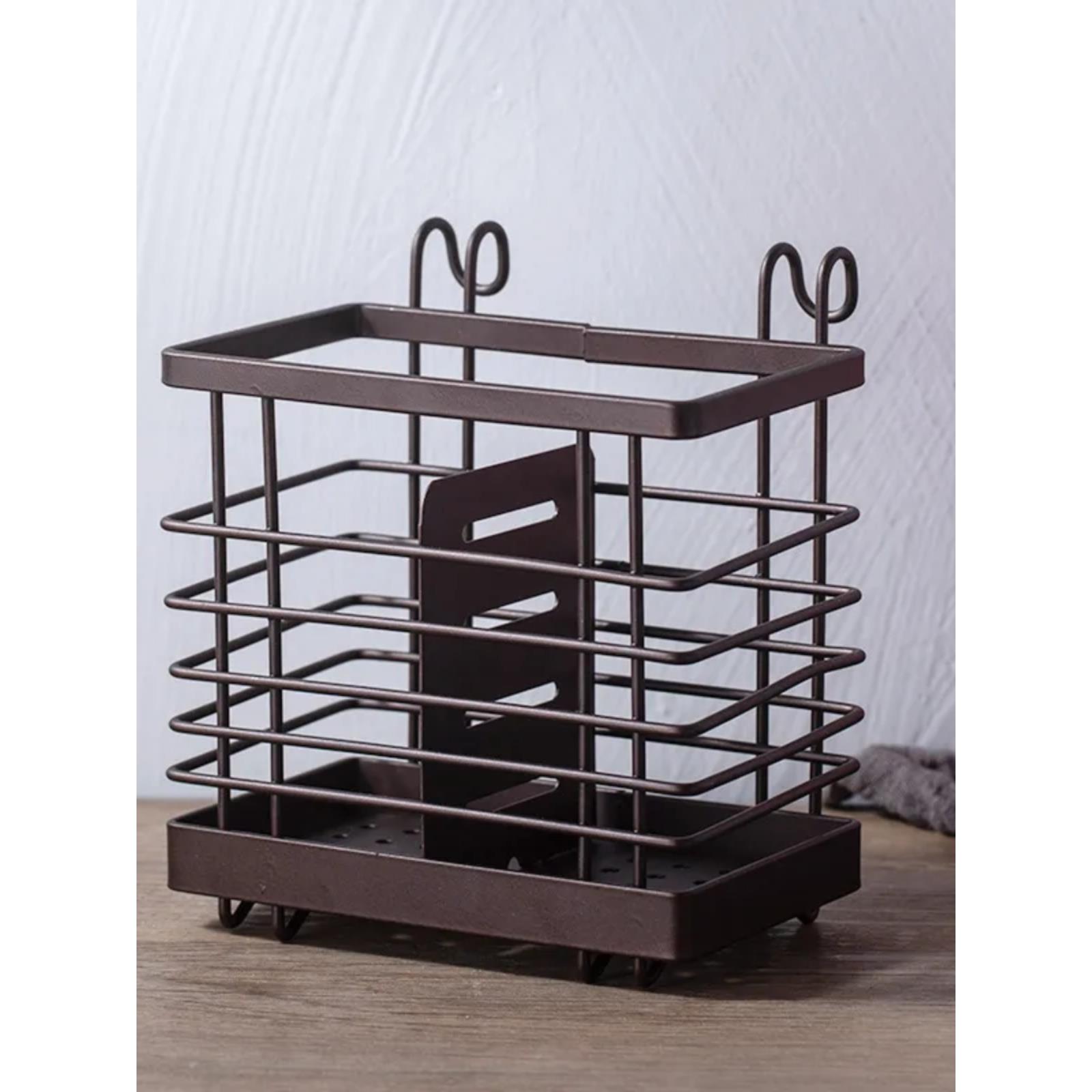 居家家家用铁艺厨房置物架收纳筷子沥水架餐厅筷子筒壁挂式筷子笼