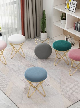 北欧化妆椅网g红椅子轻奢家居客厅凳卧室梳妆凳奶茶店美甲店圆凳