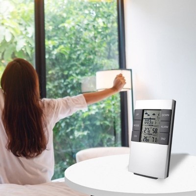 Wireless Weather Station Alarm Clock Indoor OutdoUor Thermom