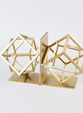 北欧空间简约创意金属立方书挡摆件设样板K房书房书立软装饰陈列