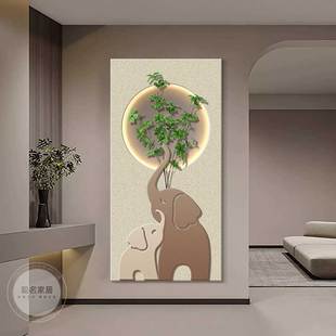 入户玄关装饰画灯光画绿植立体砂岩实G物画高档创意U客厅背景墙挂