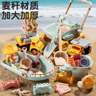 麦秆推车 儿童沙滩玩具宝宝海边挖沙玩沙铲子沙漏水桶挖土工具套装
