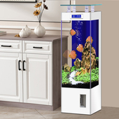 超白玻璃鱼缸客厅小型家用立式 智能水族 落地生态金鱼K缸2023新款